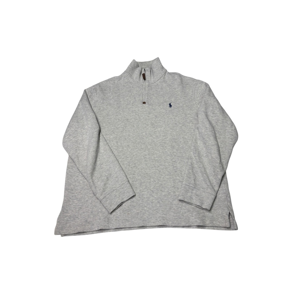 Polo Ralph Lauren Mens XL Heather Grey Cotton 1/4 Zip Pullover Sweater Pony Logo